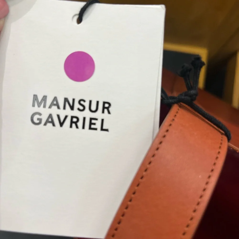 NWT Mansur Gavriel Men’s East West Large Tote Bag Brandy Flamma Tan Red